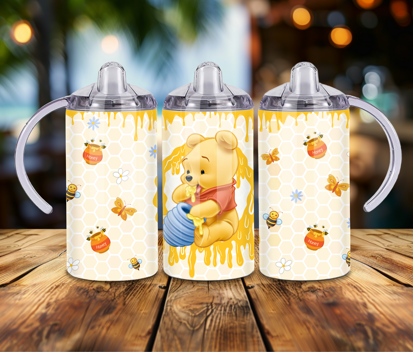12 oz Sublimated Winnie the Pooh design on a Sippy Cup or Kids Tumbler