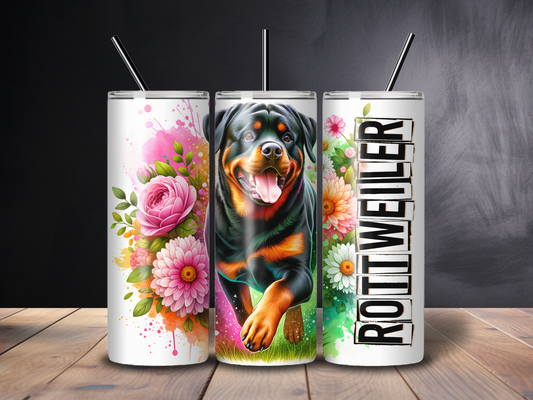 Sublimated 20 oz Tumbler - ROTTWEILER Floral Design