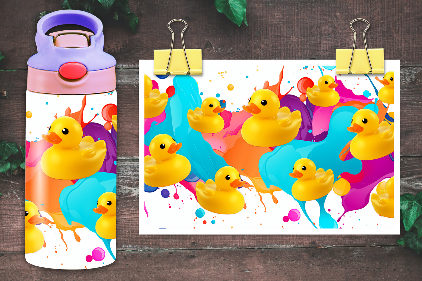 12 oz Sublimated Sippy Cup or Kids Tumbler- Rubber Ducks (2)