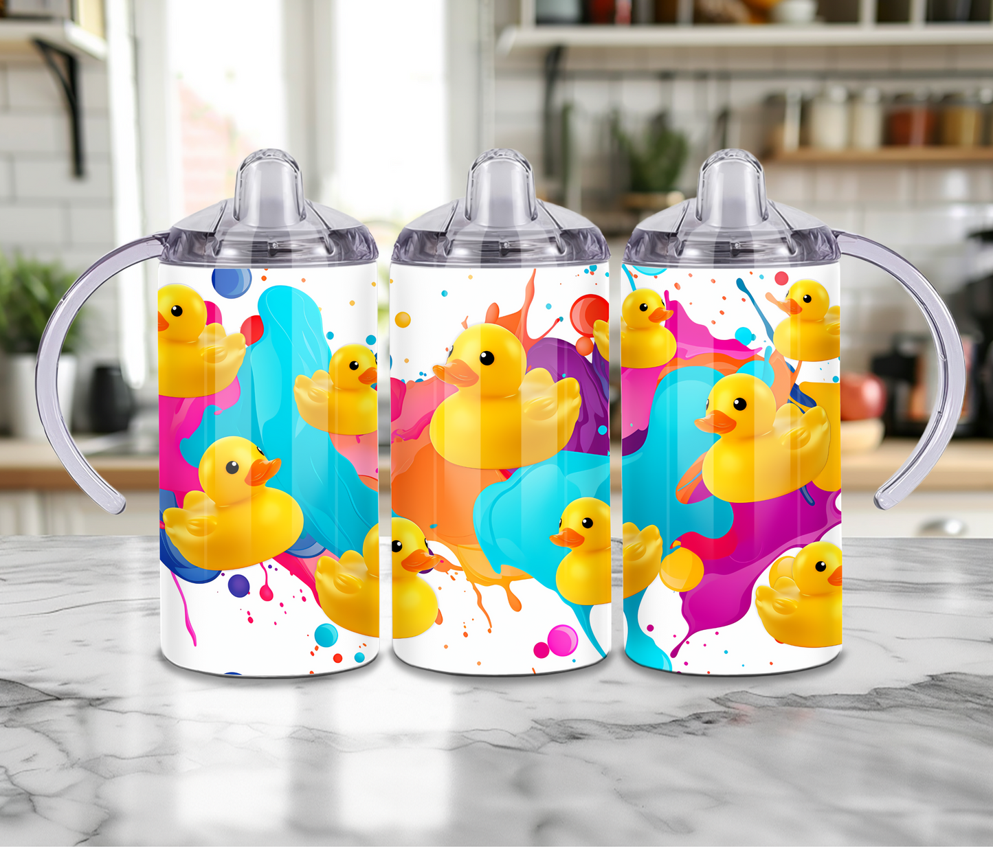 12 oz Sublimated Sippy Cup or Kids Tumbler- Rubber Ducks (2)