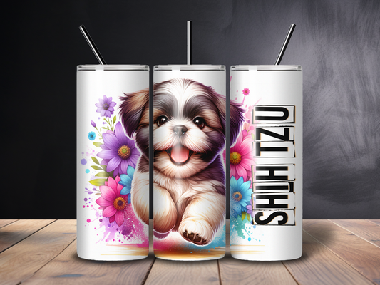 Sublimated 20 oz Tumbler - SHIH TZU Floral Design