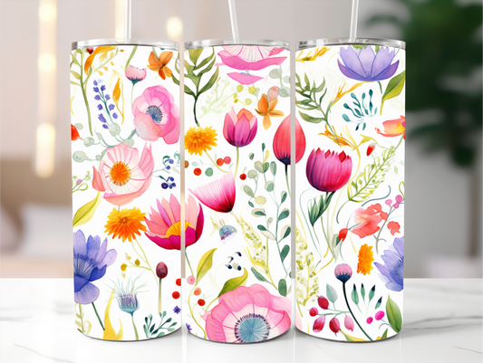 Sublimated 20 oz Tumbler with Spring flower design
