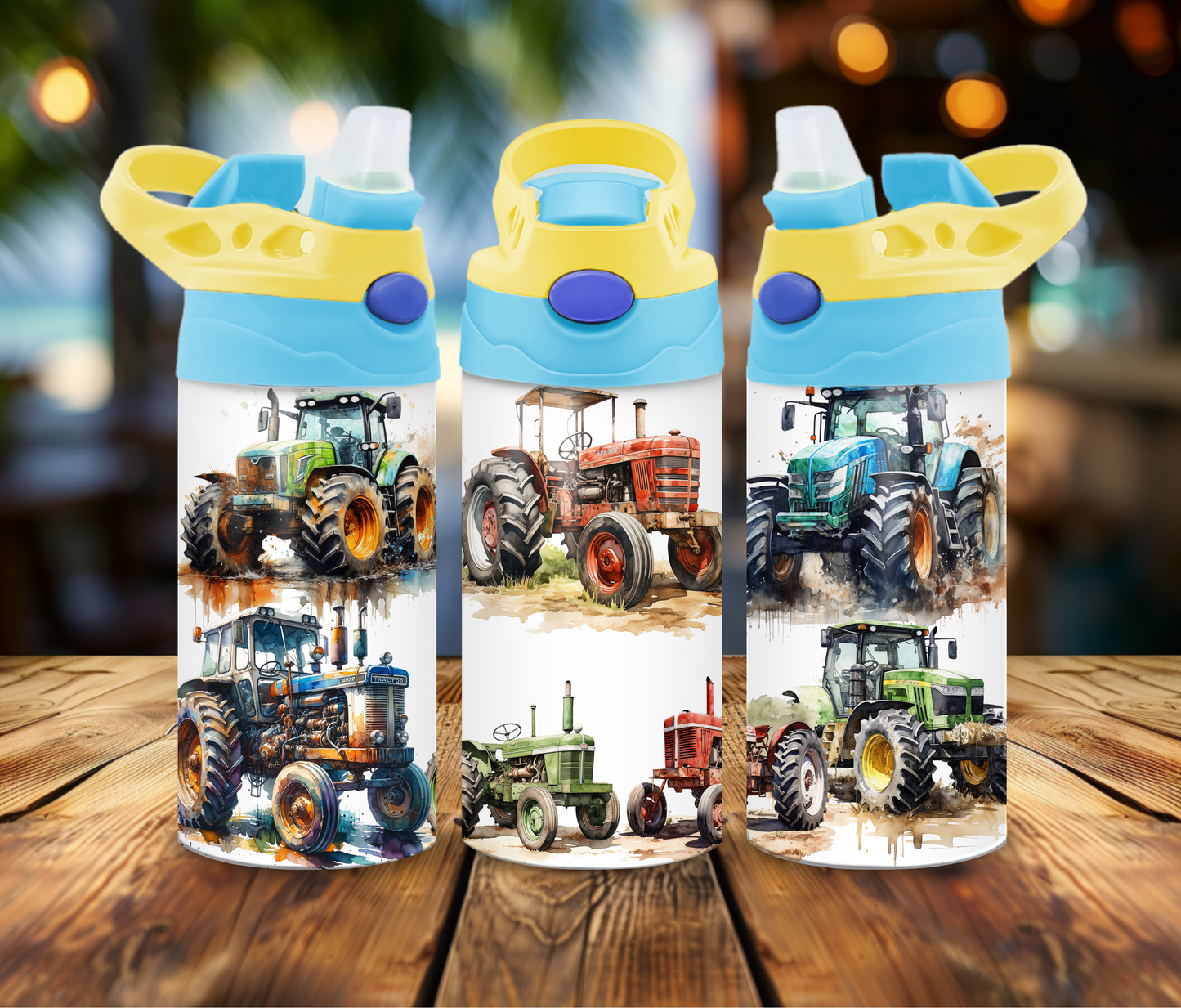 12 oz Sublimated Tractor design on Sippy Cup or Kids Tumbler
