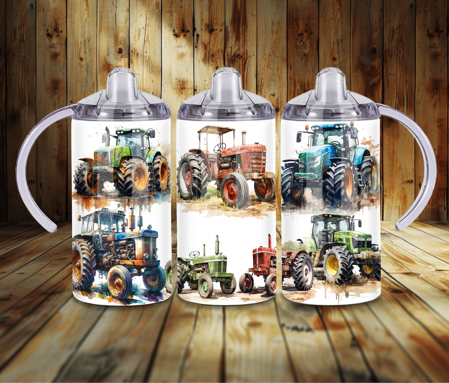 12 oz Sublimated Tractor design on Sippy Cup or Kids Tumbler