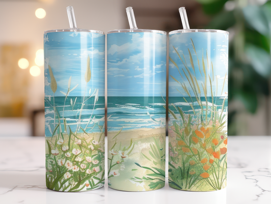 Sublimated 20 oz Tumbler with a beautiful Seashore design